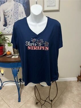 Casey Key Petite Stars & Stripes T-shirt - 4th of July - Memorial Day- PXL